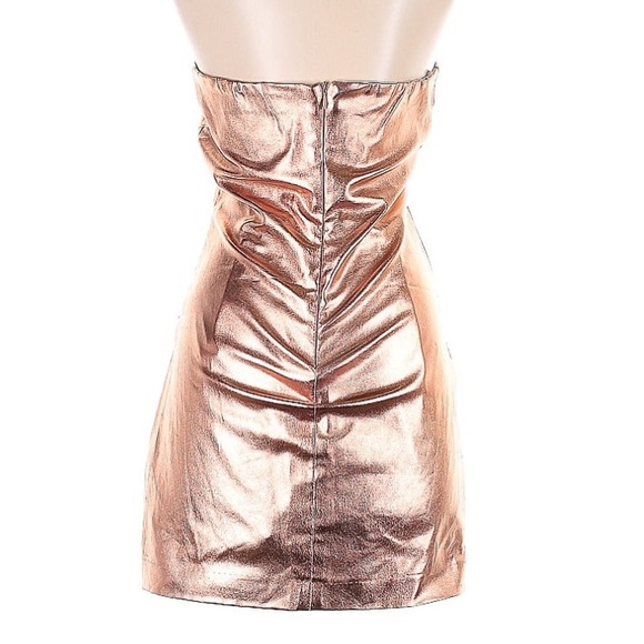 New ZARA Strapless Faux Leather Dress Metallic Corset mini dress - Picture 9 of 16
